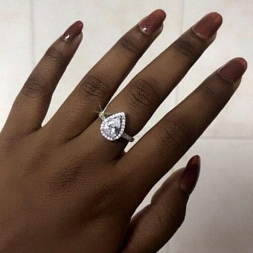 Fashion ring Pear cut shape 5A Zircon Cz 925 Sterling Silver Engagement Wedding Ring Sz 5-11 Free shipping Gift