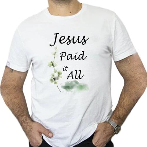 Men T Shirt Printing Bible Verses Quote Scripture Hymn - Jesus Paid It All All To Him I Owe -Clothing Sweatshirt Christian Faith