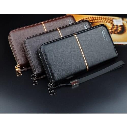 New Mens Fashion Wallet Zipper Business Casual Clutch Bag Long Section Large Capacity Mobile Phone Bag Leather Wallet