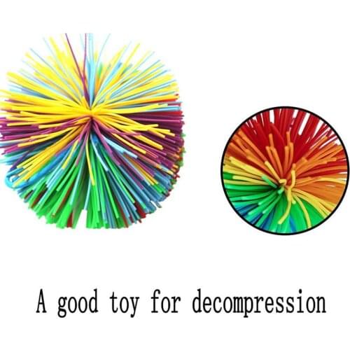2PCS Baby Koosh Ball Silicone Skein Ball Rubber Hair Ball Baby Exercise Ball Rainbow Fidget Sensory Ball Anti-Stress Toys