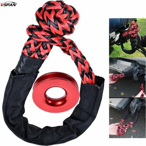 2021 New 4x4 Synthetic Rope Shackle with Recovery Ring 40,000lbs Breaking Strength UHMWPE Rope Shackle for Sailing SUV ATV Truck