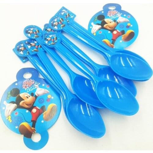 10pcs Plastic Spoons Mickey Party Supplies Birthday/Christmas/Festival For Kids Party Decoration Baby Shower Mouse Party Favors
