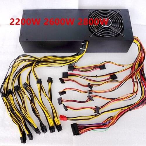 Custom Multi Channel Mute Power Supply 2200W 2400W 2600W 2800W Support All 6-8-12 Cards 390 Six Cards 1080ti Six Cards