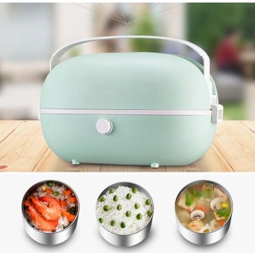Home Office Portable Heating Electric Lunch Box Steamer Rice Cooker Stainless Steel Food Warmer Container Heater 220V EU Plug