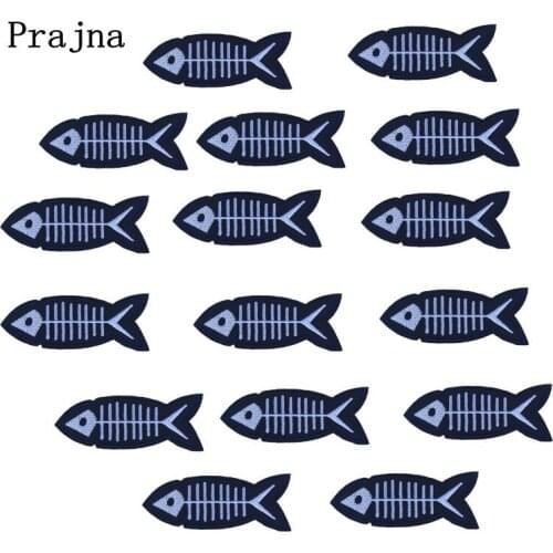 Prajna 10PCS Punk Fish Patch Iron On Patches DIY Stripes Badges Sewing Applique Cheap Embroidered Patches For Clothing Wholesale