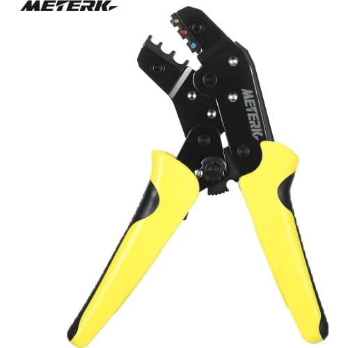 Meterk Professional Wire Crimper Engineering Ratchet Terminal Crimping Pliers Crimper Crimping Tool Cord End Terminals 24-10AWG