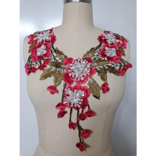 Handmade clear AB colour beads stones peal lace patches sew on Rhinestones applique crystals trim 36*36cm for dress accessory