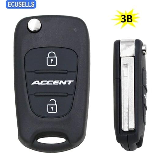 New Replacement 3 Button Flip Remote Key Cover Folding Key Shell Car Key Case Housing for Hyundai Accent with Uncut Blade