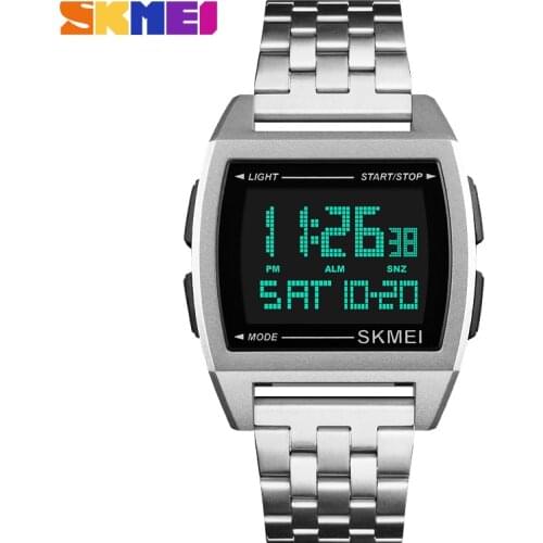 LED Digital Watch Men Sports Watches mens Relogio Masculino Relojes Stainless Steel Military Waterproof Wristwatches SKMEI 2018