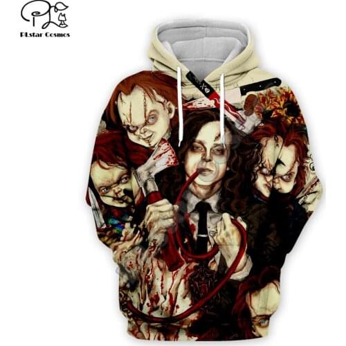 Men Women Halloween Print Childs play 3d Hoodies unisex harajuku Sweatshirts casual autumn zipper pullover tracksuit