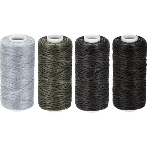 Uxcell Waxed Leather Thread Set 55 Yards 150D/0.8mm Flat Polyester Cords for Hand Sewing (Various Gray, 4pcs)