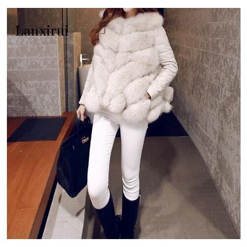 Women warm faux fur A fitting winter jacket with detachable sleeve coat fast shipping