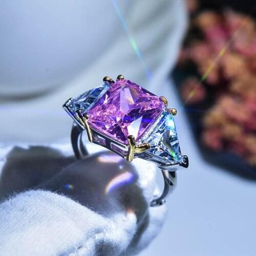 MysticAmethyst Rings for Women White Gold Filled Female Wedding Bands Anillos De Bizuteria Anillos Mujer Gemstone Ring Box