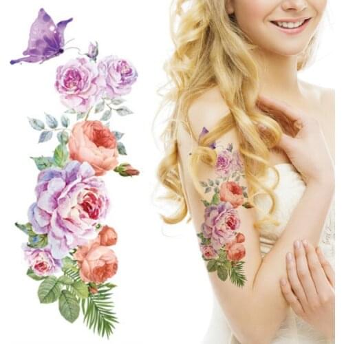 Varity Flowers Patterns Lady Disposable Body Tattoo Flower Party Waterproof Temporary Tattoo Stickers Onetime Tatuajes 19cm