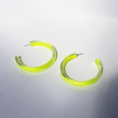 GSOLD Trendy Acrylic Transparent Green Earring Simple Geometric C-Shaped Hoop Earring Women Spring Summer Temperament Jewelry