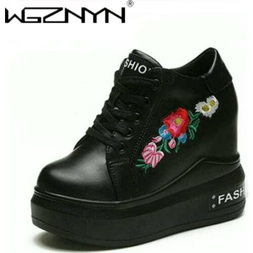 2020 Ladies Sneakers Flat Shoes Woman Height Increasing Sneakers Women Spring Autumn PU Leather Ladies Platform High Sport Shoes