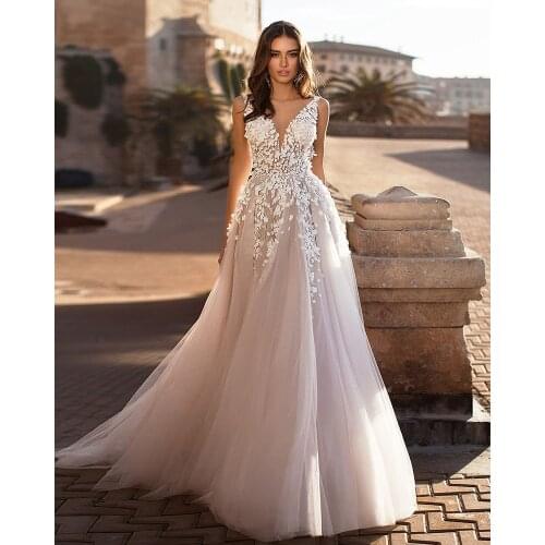 Robe De Mariage Tulle Wedding Dresses Backless Elegant Hochzeitskleid Off the Shoulder Abito Da Sposa Flowers Appliques Gelinlik