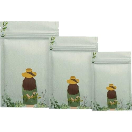 100pcs Resealable Cosmetic Zip Lock Foil Bags with Tear Notch Heat Seal Food Package Bag for Nuts Tea Bean Bagging Gift Pouches