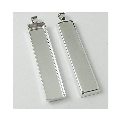 10x50mm Rectangle Deep Wall Bezel Tray Pendant Bases Settings DIY Jewelry Accessories Blank Rhodium Silver Antique Bronze tone