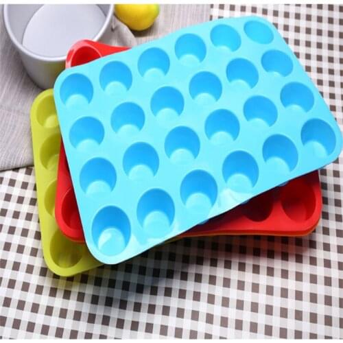 24 Hole Round Silicone Mold Soap Cookies Cupcake Bakeware Pan Tray Mould Home DIY Cake Baking Tool Mini Muffin Cup