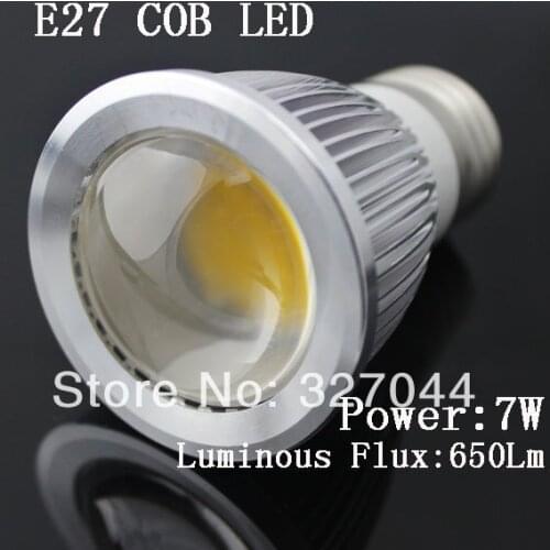 30pcs/lot Wholesale COB Ceiling Spot Light Warm White/ White 7W E27 Dimmable Cob Led Downlight