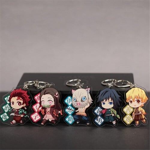 5pcs/set Demon Slayer Kimetsu no Yaiba Anime Figures Keychain Toys Kawaii Kamado Nezuko Kamado Tanjirou Acrylic Action Toys Doll