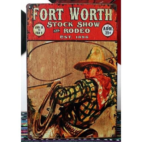 50pcs Metal Sign shabby chic wholesale Fort Worth stock show and Rodeo signs Restaurant Bar wall art metal home decoration new