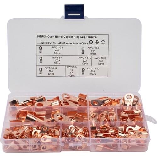 70 90 100 120 135 140 185 245 PCS high Car Auto Open Barrel Copper Ring Lug Terminals Wire Bare Cable Crimp Wire Connectors