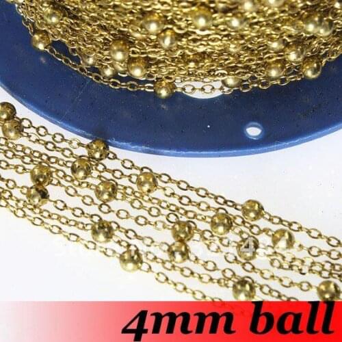 Free Shipping!!!100meter DIY jewelry findings-4mm ball Gold Plated color O Link Chain