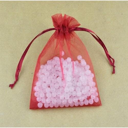 Free shipping 100pcs 9x12cm dark red color Drawable Organza Bags Wedding Christmas Gift Packaging Bags Pouches