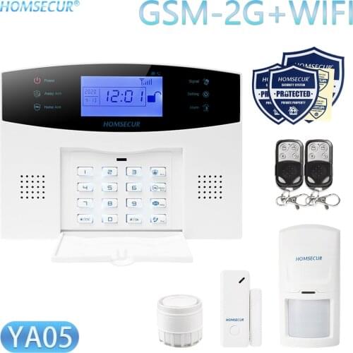 HOMSECUR DIY Wireless Home Security WIFI GSM Alarm system APP Remote Control Arm Disarm(Alarm Panel YA05 PIR etc.)