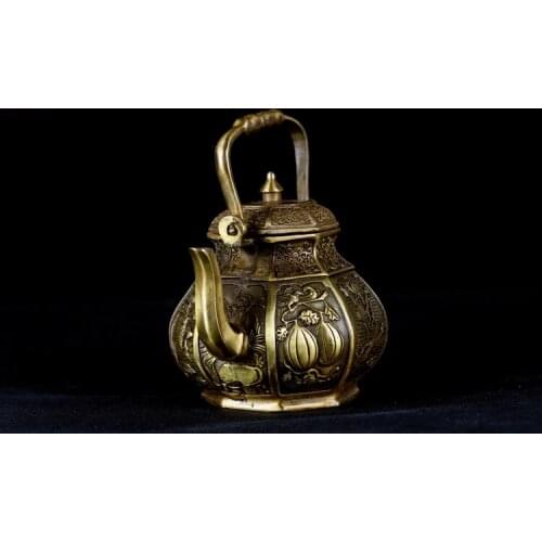 Bronze ware, pure copper, brass, eight treasure teapot, ornaments, crafts, gifts, antiques collection