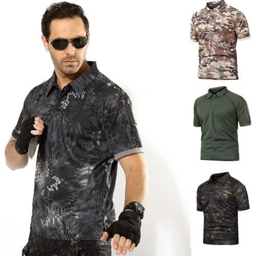 Quick Dry Men Army Green Tactical T Shirts Short Sleeve Kryptek Black Camouflage Hiking T-Shirt Summer Hunting Climbing Clothing