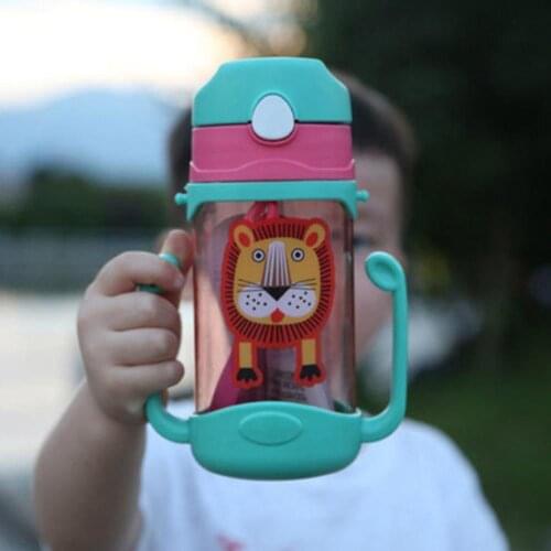 Cute Pattern Kids Drinking Cartoon Water Bottles BPA Free Plastic Straw Children Bottle Children Kettle Portable Sports Bottle