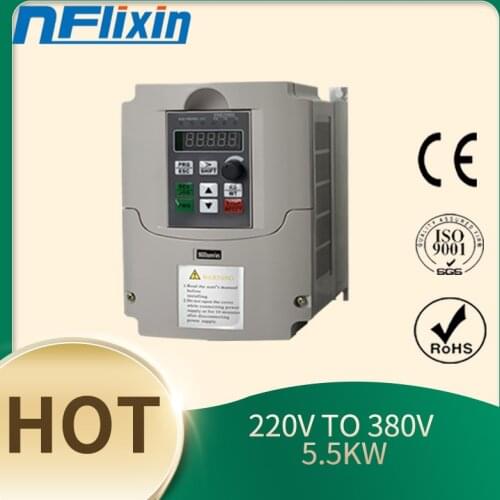 NFLIXIN VFD Inverter 5.5KW 220V in and 380V out single phase 220V household electric input and Real Three-phase 380V output