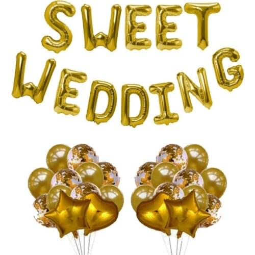 Sweet Wedding Balloons, 16 inch Rose Gold Sweet Wedding Mylar Balloon for Marriage Bride Shower Wedding Party Decoration