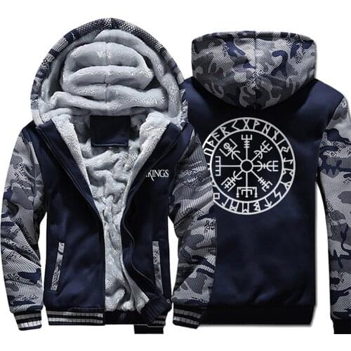 2020 Winter Thicken Mens Jacket Odin Vikings TV Series Print Male Warm Coat Casual Hip Hop Harajuku Hoodies All-match Tracksuit