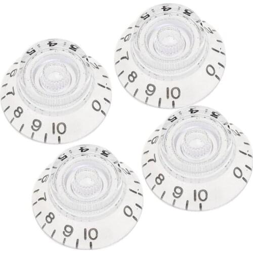 Musiclily Pro Imperial Inch Size Guitar Bell Top Hat Knobs Compatible with USA Made Les Paul Style, Transparent (Set of 4)