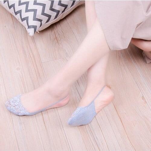 1Pair Female Colorful High Heels Socks Fashion Lace Women Breathable Boat Socks Summer Short Invisible Sock Soft Cotton Slippers