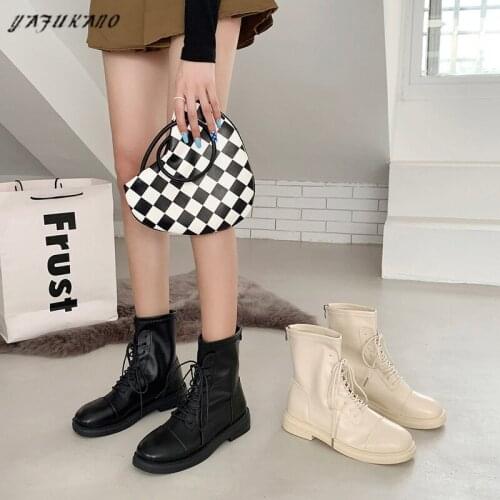 2021 Autumn New Locomotive Martin Boots Female British Style Retro Thick Heel Short Boots Simple Fashion Women Boots Ankle Boots