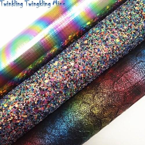 Chunky Glitter leather, Rainbow Snake Faux Leather Sheets, Iridescent Synthetic Leather For Bow A4 21x29CM Twinkling Ming KM222