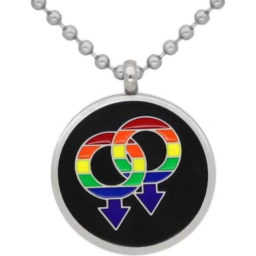 MIQIAO Stainless Steel Rainbow Color Gender Symbol Lesbian Gay Pendant Necklace for Men Women Fashion Jewerly Gift Boho Chain