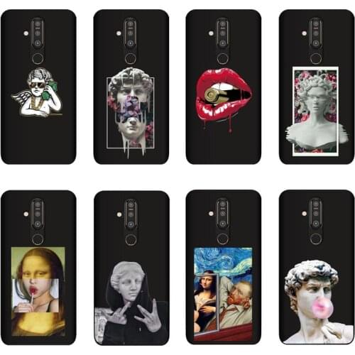 QAQsam Soft TPU Silicone For Nokia X71 Case Back Cover Cartoon Statue Abstract Art Painted Cases