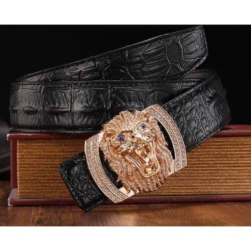 New Luxury Mens Belt Embossed Head Layer Belt with The Lion Buckle Belts Men Fashion Belts for High Quality Ladies