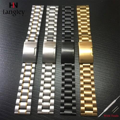 Stainless Steel Wristwatch Band For Men Women Watches Bands Straps 14mm 16mm 18mm 19mm 20mm 21mm 22mm 24mm 26mm Universal strap