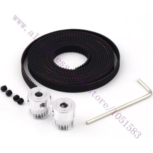 RepRap 2x GT2 Pulleys with 20 teeth 5/6.35/8mm Bore Optional + 2M Timing Belt Set for 3D printer Prusa CY T7 Free Shipping
