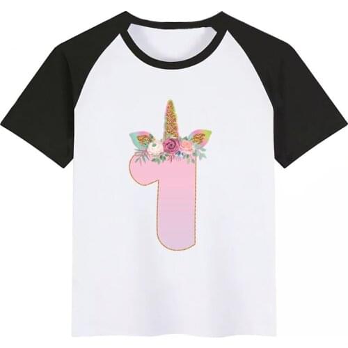 Happy Birthday Number1-9 Unicorn Summer Style Funny Cute Girl Tops Fashion Streetwear Harajuku Boy Tshirt Street Kid T Shirt