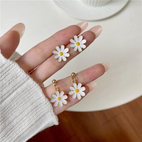 Flower Earrings Stud Eardrop Cute Romantic Elegant Fashion Jewelry For Women 2021 New Charm Korean Accessories Wholesale
