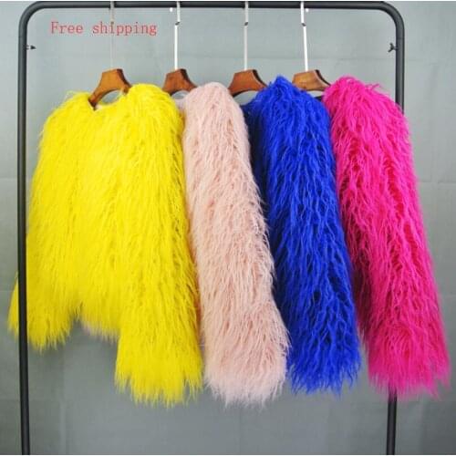 Womens Fur Coats Faux Fur Wave roll Coat Solid Color Wool outwear women Tassel Short Coat female overcoats Sexy tops Streetwear