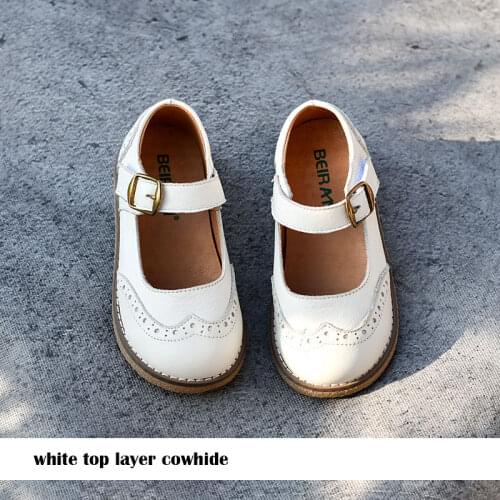 Girls casual genuine leather single shoes princess shoes children baby shoes spring and autumn retro British